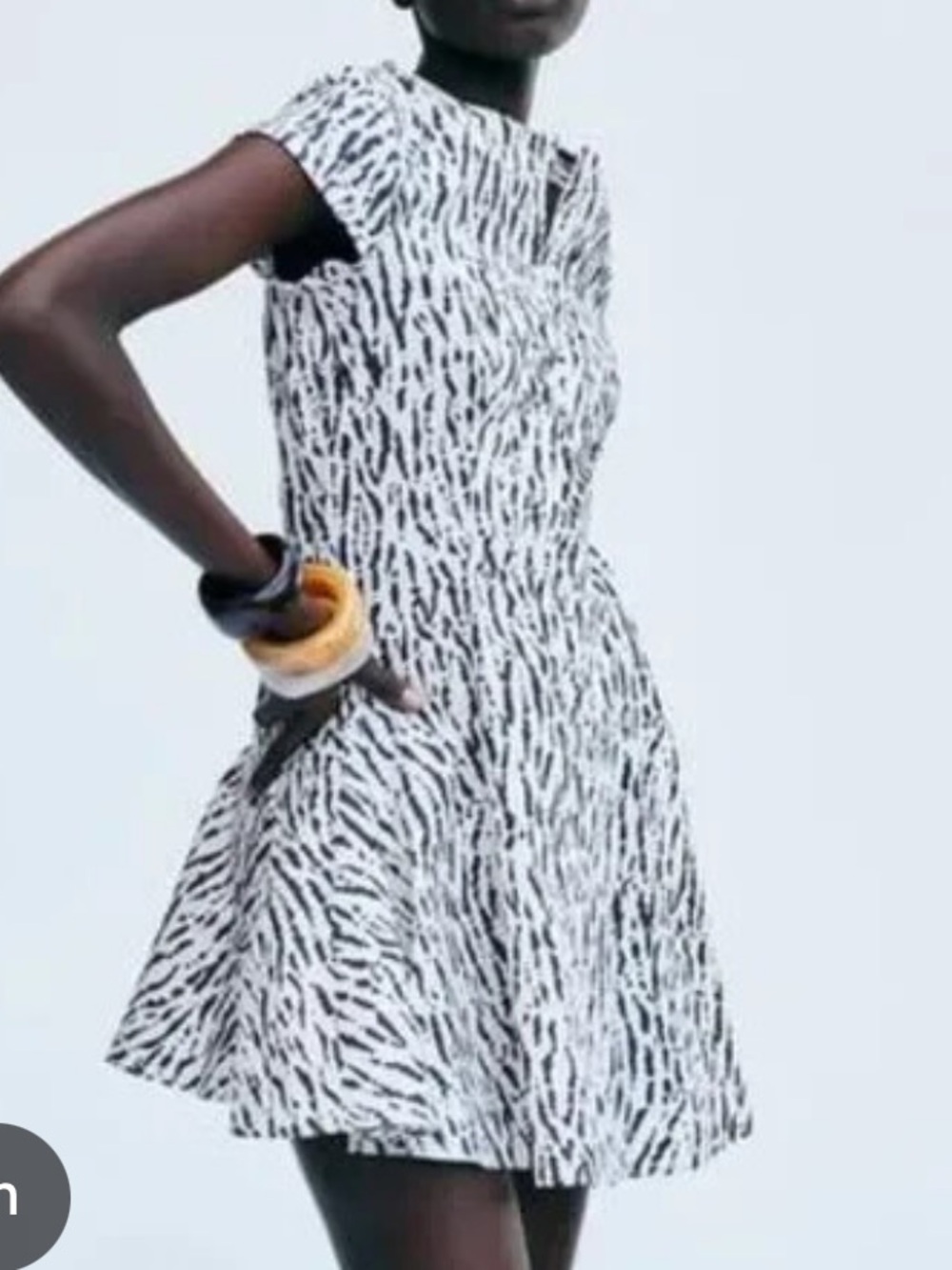 ZARA PRINTED SHORT DRESS ZW COLLECTION M 2183 Black and White Abstract Print